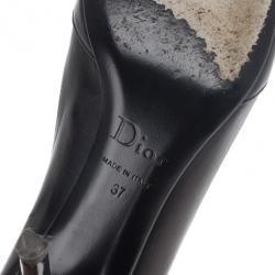 Pre Owned Dior Black Pointed Toe Logo Pumps Size 37
