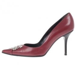 مملوكة مسبقًا Dior Red Leather Heart Logo Pumps Size 36.5