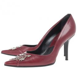مملوكة مسبقًا Dior Red Leather Heart Logo Pumps Size 36.5