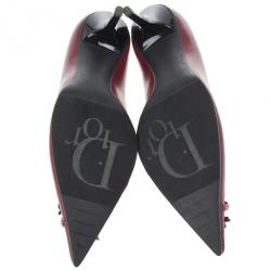 مملوكة مسبقًا Dior Red Leather Heart Logo Pumps Size 36.5