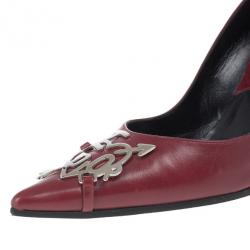 مملوكة مسبقًا Dior Red Leather Heart Logo Pumps Size 36.5