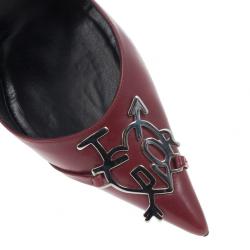 مملوكة مسبقًا Dior Red Leather Heart Logo Pumps Size 36.5