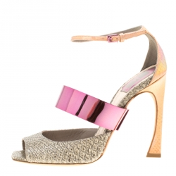 Dior Multicolor Python Leather Open Toe Ankle Strap Sandals Size 38