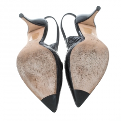 Pre Owned Dior Black Cannage Leather Buckle Pointed Toe Slingback Sandals Size 41