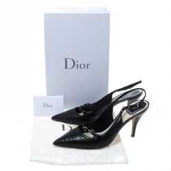Pre Owned Dior Black Cannage Leather Buckle Pointed Toe Slingback Sandals Size 41