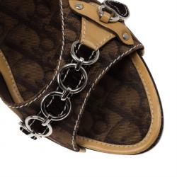 Pre Owned Dior Brown Diorissimo Chain Mules Size 40