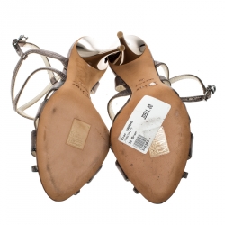 مملوكة مسبقًا صندل ديور سيور جلد رمادي ميتالك مقاس 36