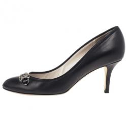 مملوكة مسبقًا Dior Black Leather Buckle Pumps Size 40