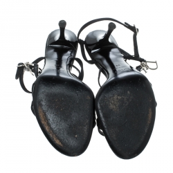 Pre Owned Dior Black Satin Strappy Sandals Size 39