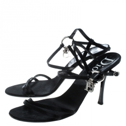 Pre Owned Dior Black Satin Strappy Sandals Size 39