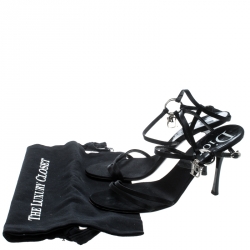Pre Owned Dior Black Satin Strappy Sandals Size 39