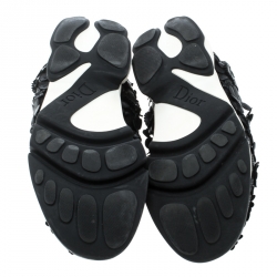 Pre Owned Dior Black Leather Floral Applique Fusion Sneakers Size 38