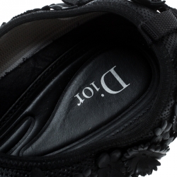 Pre Owned Dior Black Leather Floral Applique Fusion Sneakers Size 38