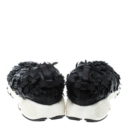 Pre Owned Dior Black Leather Floral Applique Fusion Sneakers Size 38