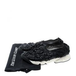 Pre Owned Dior Black Leather Floral Applique Fusion Sneakers Size 38