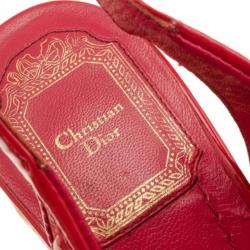 مملوكة مسبقًا Dior Coral Patent Cannage Espadrille Wedge Sandals Size 35.5