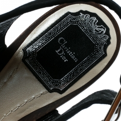 Pre Owned صندل ديور نعل سميك سيور كاحل شعر مهر طباعة فهد وسويدي أسود مقاس 37