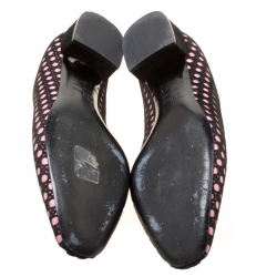Pre Owned Dior Black/Pink Cannage Suede and Leather Cut Out Detail Smoking Slippers Size 39