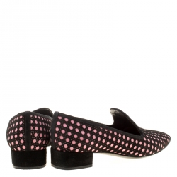 Pre Owned Dior Black/Pink Cannage Suede and Leather Cut Out Detail Smoking Slippers Size 39