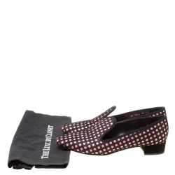 Pre Owned Dior Black/Pink Cannage Suede and Leather Cut Out Detail Smoking Slippers Size 39