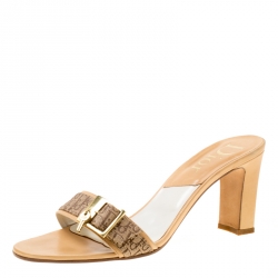 Pre Owned Dior Brown Monogram Canvas Buckle Detail Slides Sandals Size 41