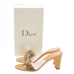 Pre Owned Dior Brown Monogram Canvas Buckle Detail Slides Sandals Size 41