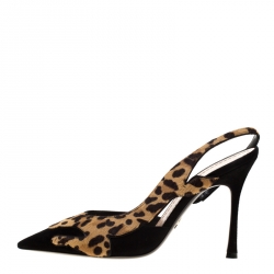 Dior Black Leopard Print Pony Hair And Suede D'orsay Slingback Pointed ...