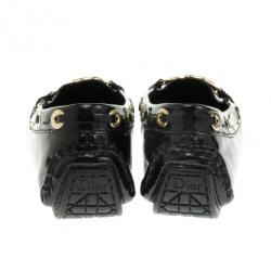 مملوكة مسبقًا Christian Dior Black Patent Leather 'CD' Loafers Size 36