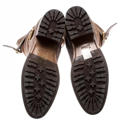 مملوكة مسبقًا Dior Two Tone Nubuck/Leather Buckle Detail Mid Calf Boots Size 39