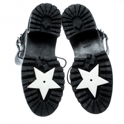 Pre Owned حذاء بوت ديور D فايت كومبات جلد أسود مقاس 36.5