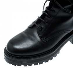 Pre Owned حذاء بوت ديور D فايت كومبات جلد أسود مقاس 36.5