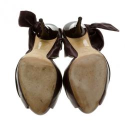 Pre Owned Dior Pleated Leather Slingback Sandals Size 36.5