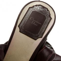 Pre Owned Dior Pleated Leather Slingback Sandals Size 36.5