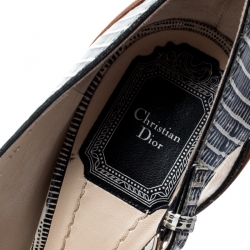 Pre Owned Dior Tricolor Lizard Embossed Leather Dior Native Cut Out Pointed Toe Pumps Size 37.5