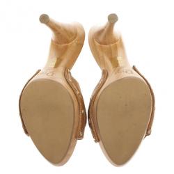 Pre Owned Dior Wooden Camel Leather Mules Size 39