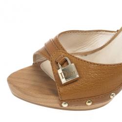 Pre Owned Dior Wooden Camel Leather Mules Size 39