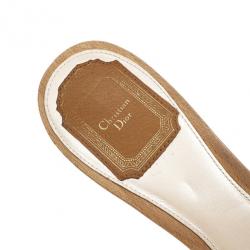 Pre Owned Dior Wooden Camel Leather Mules Size 39