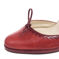 Pre Owned Dior Red Embossed Leather D'orsay Pumps Size 39