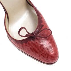 Pre Owned Dior Red Embossed Leather D'orsay Pumps Size 39