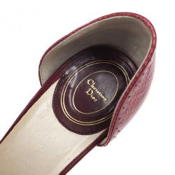 Pre Owned Dior Red Embossed Leather D'orsay Pumps Size 39