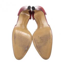 Pre Owned Dior Red Embossed Leather D'orsay Pumps Size 39