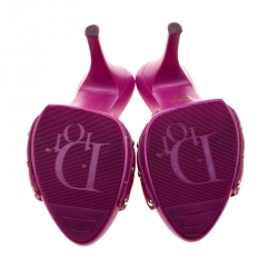 Dior Purple Cannage Leather Bow Slides Size 37.5