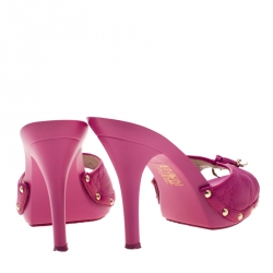 Dior Purple Cannage Leather Bow Slides Size 37.5