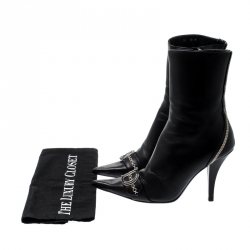 Pre Owned حذاء بوت كاحل ديور مقدمة مدببة جلد أسود مقاس 39