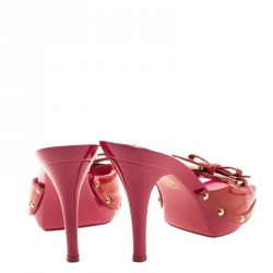Dior Pink Patent Leather Bow Slide Size 39