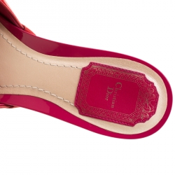 Dior Pink Patent Leather Bow Slide Size 39