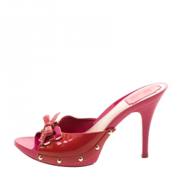 Dior Pink Patent Leather Bow Slide Size 39