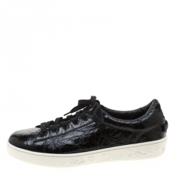 Dior Black Patent Crinkled Leather Move Low Top Sneakers Size 39