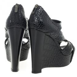 مملوكة مسبقًا صندل ديور بوني جلد نقشة التمساح كعب روكي مقاس 36