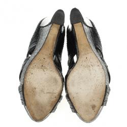 مملوكة مسبقًا صندل ديور بوني جلد نقشة التمساح كعب روكي مقاس 36